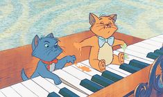 an image of cats playing the piano together