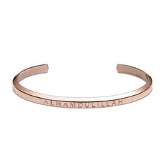 Alhamdulillah Cuff Bracelet | Islamic Jewelry | Crscnt Moon Adjustable Rose Gold Cuff Bracelet, Tarnish Resistant, Adjustable Tarnish-resistant Rose Gold Cuff Bracelet, Adjustable Rose Gold Bangle With Polished Finish, Adjustable Polished Rose Gold Bangle, Classic Adjustable Rose Gold Cuff Bracelet, Classic Rose Gold Cuff Bracelet For Everyday, Classic Adjustable Rose Gold Bangle, Classic Rose Gold Bangle For Everyday, Classic Rose Gold Bangle For Everyday Wear