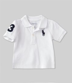 From Ralph Lauren Childrenswear&#x2C; this shirt features:ribbed polo collarshort sleeves with ribbed armbandstwo-button placketsignature embroidered big pony at the left chestSize 9 months has an approx. 12" front body length and a 13" back body lengthcottonmachine washImported. Fitted Ralph Lauren Collared T-shirt, White Collared T-shirt With Buttons, Ralph Lauren Fitted Polo T-shirt, Ralph Lauren Fitted Polo Collar T-shirt, White Polo Collar Top With Buttons, White Short Sleeve Ralph Lauren Polo Shirt, White Ralph Lauren Polo Collar Shirt, Ralph Lauren White Polo Shirt, Classic White Ralph Lauren Polo Shirt