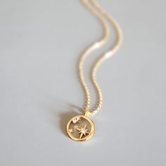 Beautiful star round pendant necklace made of gold plated round star pendant with skinny gold plated brass chain. Sweet and soft. A perfect gift for birthdays, anniversaries, bridesmaids, graduation, friendship, sisters, and for you! All items are packed individually in a gift box :) If you have any questions, please feel free to contact me. Thanks :)  ▻ Chain length 14" - 20"   ▻ Star pendant 3/4"  ▻  Gold plated over brass /Cubic Zirconia    ▻  Our production time is 1-3 business days ★  ▻ See more Nalydia jewelry  www.nalydia.etsy.com Gold Necklaces With Star Charm For Birthday, Gold Star Necklaces For Birthday Gift, Gold Star Necklace For Birthday Gift, Gold Star Pendant, Round Star, Birthday Pendant, Necklace Star, Star Pendant Necklace, Round Pendant Necklace