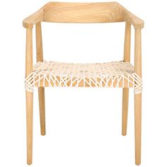 a wooden chair with woven seat and back