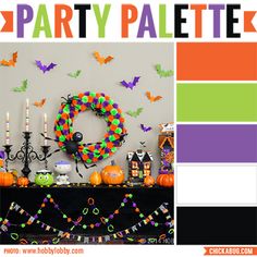 a halloween party with decorations and candles