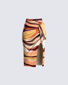 Coen Abstract Print Midi Skirt Skirts Cargo, Baby Ballerina, Orange Satin, Dress Gloves, Printed Midi Skirt, Satin Midi Dress, Midi Skirts, Satin Skirt, Leather Mini Skirts