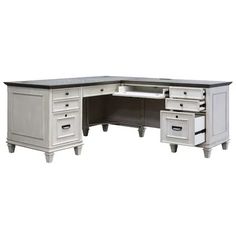 an office desk with two drawers and one drawer on the top, in white finish