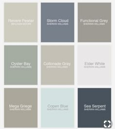 several different shades of gray and white are featured in the same color scheme for this room