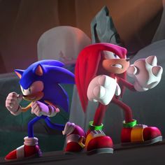 two sonic and tails characters in a scene from the video game