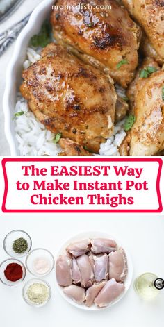 instant pot chicken thighs made with fresh or frozen ingredients and then cooked in the oven