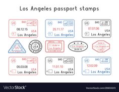 the los angeles passport stamps are shown