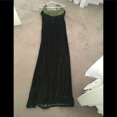 Gorgeous!! Never Worn!! Olive Green Silk Velvet With Silk Band Top, Stunning!!! Silk Ball Gown Maxi Dress For Evening, Green Fitted Velvet Evening Dress, Elegant Green Velvet Evening Dress, Vintage Silk Maxi Dress For Evening, Elegant Velvet Ball Gown Evening Dress, Fitted Velvet Ball Gown, Green Ball Gown Maxi Dress For Evening, Silk Full Length Evening Dress, Silk Full-length Evening Dress