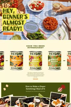 the website is designed to look like it has many different food items on it, including canned