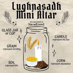 Harvest Moon Ritual, Lughnasadh Altar, Content Graphic Design, Ritual Spells, Wicca Holidays, Fill The Jar, Mini Altar