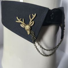 Classic and elegant bronze-tone collar pin with a double chain featuring a deer.  Makes any shirt absolutely dashing. I will send you a free charm with every order! Handmade with care in Montreal. Academia Accessories, Dark Acadamia Jewellery, Chain Brooch Men, Collar Pins Chain, Shirt Collar Pins, Black Gothic Brooch Jewelry, Black Gothic Brooch, Collar Chain, Collar Pins