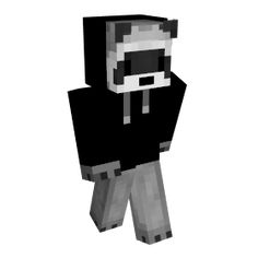 an image of a man in a black shirt and grey pants with text that reads minecraft