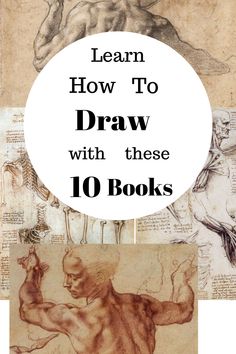 the title for learn how to draw with these 10 books, including an image of a man