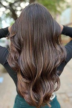 Long V-Shape Layered Hazelnut Chocolate Brown Balayage Hair Reverse Ombre Hair, Dimensional Hair, Dimensional Hair Color, Reverse Ombre, Balayage Hair Color