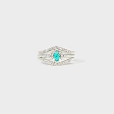 Artificial Turquoise V Shape Inlaid Zircon Ring LOVCIA Zircon Ring, Girls Jewelry, V Shape, Two Pieces, 2 Piece, Care Instructions, Jewelry Rings, Silver Rings, Copper