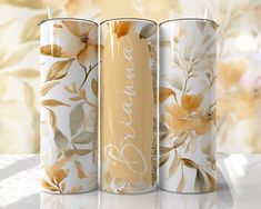 Floral - Yellow White - 20oz Skinny Seamless Tumbler Wrap PNG - Sublimation Tumbler Template - EmmePrintCo White Tumbler, Event Business, Summer Tumbler, Sublimation Ideas, Glitter Photo, Tumbler Template, Wrap Ideas, Matching Couple, Sublimation Tumbler