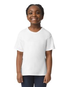 Youth Softstyle T-Shirt - WHITE - XS | Gildan Youth Softstyle T-Shirt in White Size XS | ring spun cotton Blank Apparel, Wholesale Shirts, Russell Athletic, T-shirt Polos, Cotton Lights, American Apparel, Modern Classic, Sustainable Fashion, Density