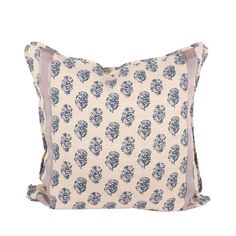 decorative pillow with navy flowers and lavender stripe border Lavender Fields, Beige Background, Navy Floral, Blue Print, Floral Pattern, Living Spaces, Lavender, Trim, Pillows