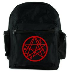 Necronomicon Gate Backpack School Bag Alchemy Symbol H.P. Lovecraft Gothic Backpacks, Emo Clothing, Inverted Pentagram, Gothic Bracelet, Alchemy Gothic, Gothic Clothes, Personalized Backpack, Gothic Accessories, Quilted Backpack