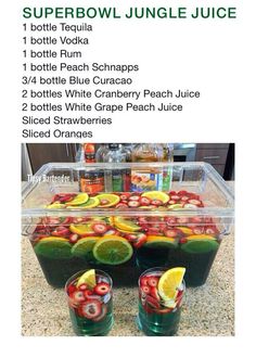 the recipe for this super bowl jungle juice is ready to be eaten and put into cups