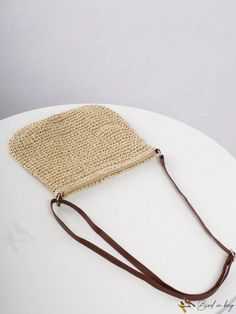 BirdinBag - Medium Straw Bag with Letter Patch: Ideal for Summer Beach Travel Beach Season Pouch Shoulder Bag, Vacation Pouch Shoulder Bag With Adjustable Strap, Beige Pouch Bag For Vacation, Beige Pouch Shoulder Bag For Beach, Casual Crochet Pouch Bag For Vacation, Beige Pouch Beach Bag With Adjustable Strap, Beach Bag Pouch With Adjustable Strap For Vacation, Pouch Beach Bag With Adjustable Strap For Vacation, Beige Pouch Bag For Beach