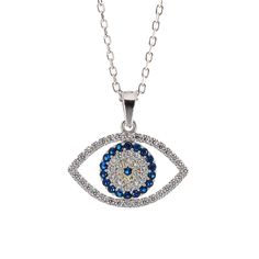 The Sparkly Evil Eye Sterling Silver Necklace  is carries a symbolic meaning, making it a perfect choice for those seeking both style and spiritual significance. Crafted with exquisite attention to detail, this necklace features a delicate chain made of sterling silver. The centerpiece of the necklace is the captivating evil eye pendant, which serves as a symbol of protection and warding off negative energies. The evil eye is beautifully adorned with Cz diamonds, carefully set in a way that crea Spiritual White Gold Necklace, Evil Eye Pendant Jewelry, Fine Jewelry Evil Eye Pendant, Sterling Silver Evil Eye Teardrop Jewelry, Sterling Silver Teardrop Evil Eye Jewelry, Symbolic Evil Eye Round Pendant Necklace, Spiritual Evil Eye Pendant Jewelry, Sterling Silver Symbolic Pendant Necklace, Symbolic Sterling Silver Necklace With Adjustable Chain