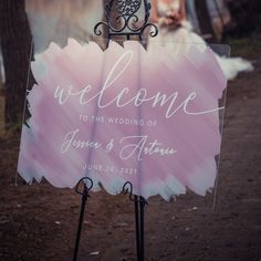 a welcome sign for the bride and groom