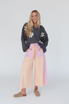 Excited to bring you the Breeze Lounge Wide Leg Pants from our exclusive collection; The Nest by Three Bird Nest. Check out the rest of the collection here - Inspired by you, created by us. Comfortable lightweight Cotton knit fabric with color block design throughout Relaxed wide leg silhouette High - rise elastic drawstring waistband Convenient front patch pockets So CUTE exposed seaming for added boho style Pair with: Evermore Seamless Lace Racerback Bralette, Soft Drift Short Sleeve Top and A Casual Loungewear Bottoms With Contrast Color, Casual Color Block Loungewear Pants, Casual Wide Leg Color Block Pants, Casual Color Block Wide Leg Pants, Casual Loungewear Bottoms With Color Block, Casual Color Block Loungewear Bottoms, Summer Wide Leg Pants With Contrast Color, Color Block Cotton Bottoms For Loungewear, Cotton Color Block Bottoms For Loungewear