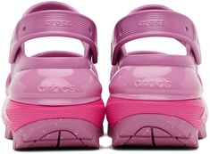 Find CROCS Pink Mega Crush Sandals on Editorialist. Lightweight foam rubber slip-on sandals in pink. · Open toe · Perforated detailing at vamp · Logo-embossed convertible slingback strap · Logo embossed at heel counter · Molded rubber footbed · Sculptural platform foam rubber midsole · Treaded rubber sole · Platform: H2.5 Supplier color: Bubble Pink Textured Sole Slip-on Sandals, Pink Slip-on Sandals With Textured Sole, Pink Slip-on Slides With Rubber Sole, Pink Sandals With Textured Sole And Round Toe, Pink Synthetic Slides With Textured Footbed, Pink Synthetic Slides With Rubber Sole, Pink Synthetic Slides, Crocs Pink, Slip On Sandal