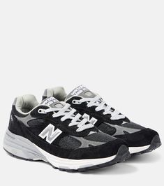 993 suede-trimmed sneakers Sneakers Black, Wedge Heels, Sneakers Fashion, New Balance, Designing Women