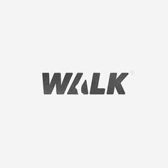 the word walk is written in black on a white background