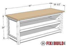 the measurements for an entertainment center with drawers and shelves on each side, including one shelf