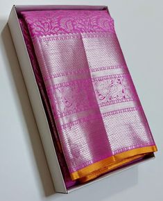 1.this is beautiful pure kanjivaram handloom silk sari with silver zari brocade weaving with running blouse piece  2.this sari is 5.5 mt length  3.this is a very elegant looking sari for all occasions like weddings and other formal events  4.fall n pico is complimentary  5.blouse can be made as per the requirements of the clients with proper measurements.stiching charges will be extra  6.plz check the availability of the sari before placing the order Silver Saree With Pallu For Festivals, Silver Self Design Saree For Puja, Silver Self-design Saree For Puja, Silver Traditional Wear With Zari Weaving For Puja, Silver Handloom Saree For Wedding, Wedding Silver Handloom Saree, Silver Saree With Pallu, Silver Saree With Zari Weaving For Wedding, Silver Saree With Traditional Patterns For Festivals