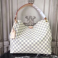 Size: 41 x 35 x 14 cm Includes Shipping bags, dust bag sleeper, care manual, booklet, tag Louis Vuitton Graceful Mm, Louis Vuitton Graceful, Tas Louis Vuitton, Tas Lv, Tas Fashion, Louis Vuitton Damier Azur, Lightweight Bag, Lv Handbags, Va Va Voom