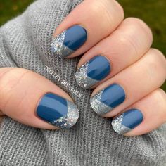 Blue Holiday Color Street, Deep Ocean Color Street, Color Street Ocean Abyss, Blue Dapest Color Street, Silver Acrylic Nails, Color Street Cerulean Galaxy, Beach Nail Designs, Dark Blue Nails