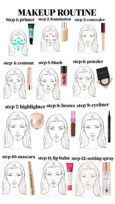 Korean Easy Makeup, No Makeup Makeup Routine, Makeup Steps In Order, Easy School Makeup, Make Up Styles, Makeup Basics, Makeup Layout, Brazilian Crush