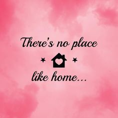 there's no place like home wall decal in black on pink cloud background