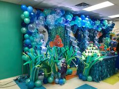 an under the sea themed birthday party with balloons