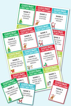 printable christmas name tags for kids to use in the classroom or on the go