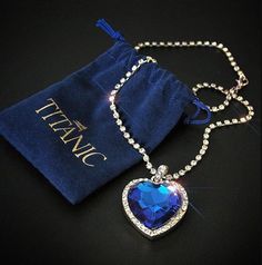 Necklace "Ocean Heart"-Jewelry-Pisani Maura-Blue-royal blue-45cm-Pisani Maura Jin Jang, Blue Pendant Necklace, Ocean Inspired Jewelry, Ocean Heart, Ocean Necklace, Blue Pendant, Necklace Necklace, Van Cleef Arpels, Sapphire Necklace