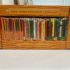 the tiny golden library is filled with children's books, including three complete stories