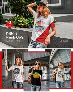 Casual Girl T-shirt Mockup Free Tshirt, T Shirt Mockup, Simple Tshirt, Girl T Shirt, Shirt Mockup