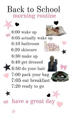 Back To School Routine, 7th Grade Tips, Morning Routines List, Morning School, School Routine For Teens, Morning Routine Productive, Morning Routine School, Daily Routine Planner, Morning Routine Checklist