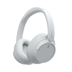 the sony headphones are white and have bluetooths on them, while one ear is