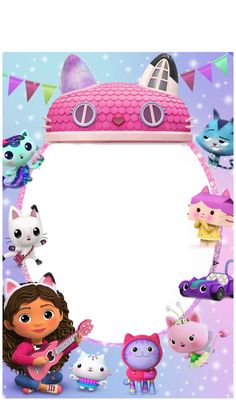 a frame with many different cartoon characters around it