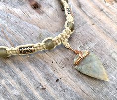 Arrowhead Hemp Necklace Flint Real Stone, Primitive Jewelry, Men's Tribal Necklace Adjustable Wire Wrapped Arrowhead Necklace, Rustic Handmade Arrowhead Necklace, Hemp Crafts, African Trade Bead Jewelry, Primitive Jewelry, Flint Stone, Silk Wrap Bracelets, Cord Choker, Wire Jewelery