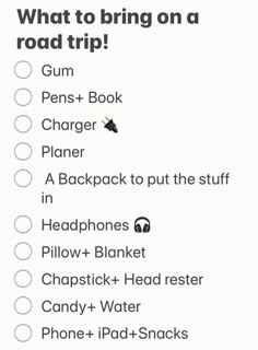 the road trip checklist is shown in black and white