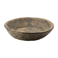 an old wooden bowl on a white background