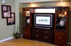 the entertainment center is clean and ready for us to use in the living room or dining room